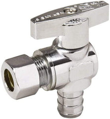 Value Collection - PEX 1/2 Inlet, 125 Max psi, Chrome Finish, Brass Water Supply Stop Valve - 3/8 Compression Outlet, Angle, Chrome Handle, For Use with Any Water Supply Shut Off Application - Americas Tooling