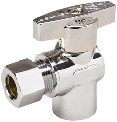 Value Collection - Sweat 1/2 Inlet, 125 Max psi, Chrome Finish, Brass Water Supply Stop Valve - 3/8 Compression Outlet, Angle, Chrome Handle, For Use with Any Water Supply Shut Off Application - Americas Tooling