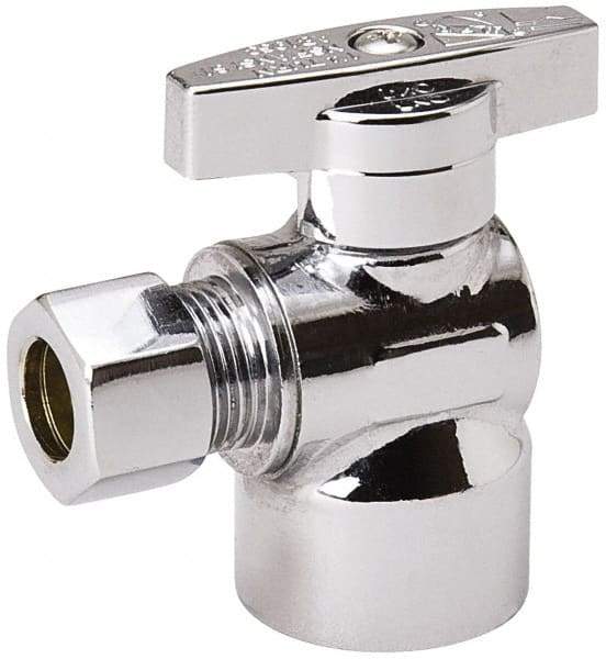 Value Collection - FIP 1/2 Inlet, 125 Max psi, Chrome Finish, Brass Water Supply Stop Valve - 3/8 Compression Outlet, Angle, Chrome Handle, For Use with Any Water Supply Shut Off Application - Americas Tooling