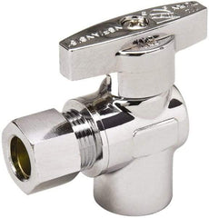 Value Collection - FIP 3/8 Inlet, 125 Max psi, Chrome Finish, Brass Water Supply Stop Valve - 3/8 Compression Outlet, Angle, Chrome Handle, For Use with Any Water Supply Shut Off Application - Americas Tooling