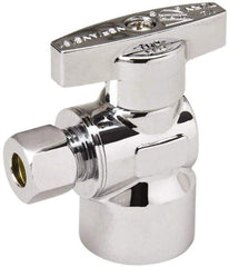 Value Collection - FIP 1/2 Inlet, 125 Max psi, Chrome Finish, Brass Water Supply Stop Valve - 1/4 Compression Outlet, Angle, Chrome Handle, For Use with Any Water Supply Shut Off Application - Americas Tooling