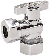 Value Collection - Compression 5/8 Inlet, 125 Max psi, Chrome Finish, Brass Water Supply Stop Valve - 7/16 Compression Outlet, Angle, Chrome Handle, For Use with Any Water Supply Shut Off Application - Americas Tooling