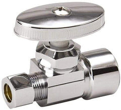 Value Collection - FIP 1/2 Inlet, 125 Max psi, Chrome Finish, Brass Water Supply Stop Valve - 3/8 Compression Outlet, Straight, Chrome Handle, For Use with Any Water Supply Shut Off Application - Americas Tooling