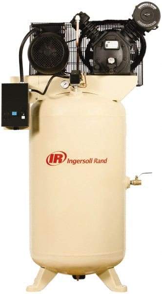 Ingersoll-Rand - 7.5 hp, 80 Gal Stationary Electric Vertical Air Compressor - Three Phase, 175 Max psi, 24 CFM, 460 Volt - Americas Tooling