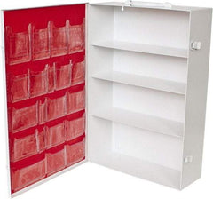 Medique - 15-1/8 Inch Wide x 5-1/8 Inch Deep x 21-1/8 Inch High, Fixed Industrial Empty First Aid Cabinet - Metal, Horizontal, 4 Shelves, White - Americas Tooling