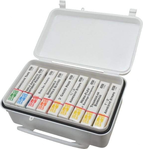 Medique - 10 & 9 Piece, 10 Person, Refill for Industrial First Aid Kit - 7-7/16" Wide x 2-3/8" Deep x 4-5/8" High, Plastic Case - Americas Tooling