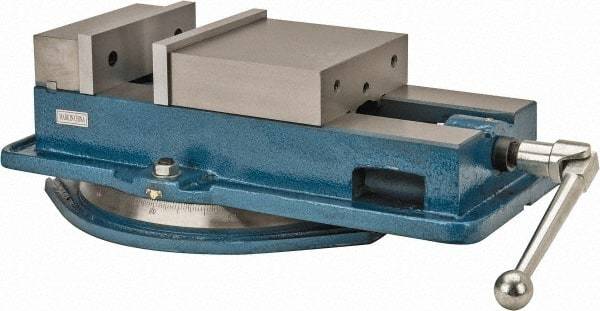 Interstate - 8" Jaw Width, 8-1/4" Jaw Opening Capacity, Horizontal Swivel Machine Vise - Manual Operation, 1 Station, 21-3/4" Long x 5-5/16" High x 2" Deep, 2" Jaw Height - Americas Tooling