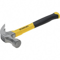 Stanley - 20 oz Head, Straight Rip Claw Hammer - 12.8" OAL, Steel Head, 1.18" Face Diam, Smooth Face, Fiberglass Handle with Grip - Americas Tooling