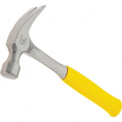 Stanley - 16 oz Head, Curved Claw Hammer - 12.8" OAL, Steel Head, 1.1" Face Diam, Smooth Face, Steel Handle with Grip - Americas Tooling