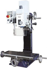 Palmgren - 7" Table Width x 19-11/16" Table Length, Electronic Variable Speed Control, 1 Phase Knee Milling Machine - 2MT Spindle Taper, 1-1/4 hp - Americas Tooling