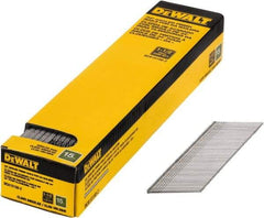 DeWALT - 15 Gauge 1-1/2" Long Finishing Nails for Power Nailers - Steel, Bright Finish, Smooth Shank, Angled Stick Collation, Round Head, Chisel Point - Americas Tooling