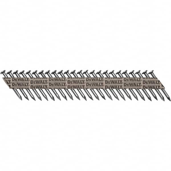 DeWALT - 9 Gauge 1-1/2" Long Metal Connecting Nails for Power Nailers - Steel, Bright Finish, Smooth Shank, Angled Stick Collation, Round Head - Americas Tooling