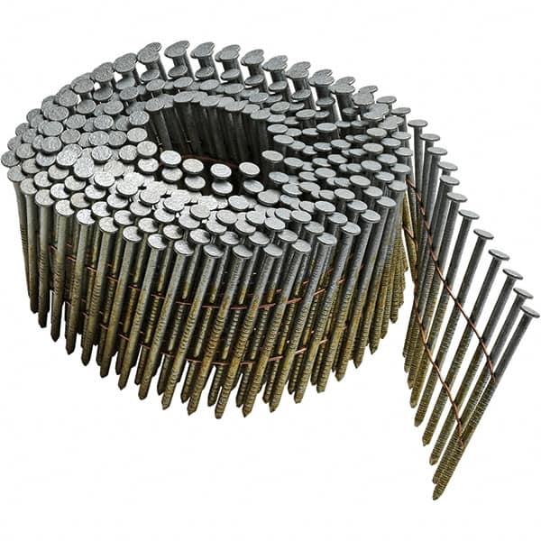 DeWALT - 13 Gauge 2-3/16" Long Siding Nails for Power Nailers - Steel, Galvanized Finish, Ring Shank, Coil Collation, Round Head, Blunt Diamond Point - Americas Tooling