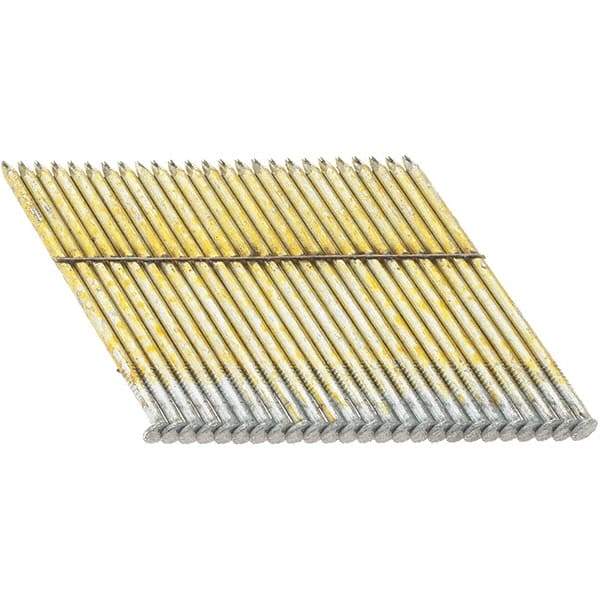 DeWALT - 11 Gauge 3" Long Framing Nails for Power Nailers - Steel, Galvanized Finish, Smooth Shank, Angled Stick Collation, Round Head - Americas Tooling