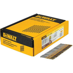 DeWALT - 11 Gauge 3" Long Framing Nails for Power Nailers - Steel, Galvanized Finish, Ring Shank, Angled Stick Collation, Round Head - Americas Tooling