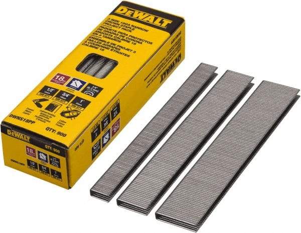 DeWALT - 1/2" Long x 0.05" Wide, 18 Gauge Crowned Construction Staple - Steel, Galvanized Finish, Chisel Point - Americas Tooling