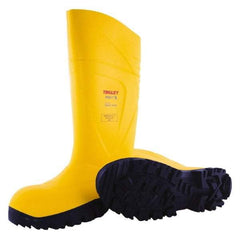 Tingley - Unisex Size 10 Medium Width Steel Knee Boot - Yellow, Navy, Polyurethane Upper, Polyurethane Outsole, 15" High, Pull-On - Americas Tooling