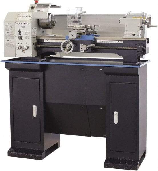 Palmgren - 10" Swing, 21-5/8" Between Centers, 115 Volt, Single Phase Bench Lathe - 4MT Taper, 1 hp, 150 to 2,400 RPM, 1" Bore Diam, 23" Deep x 19" High x 50" Long - Americas Tooling