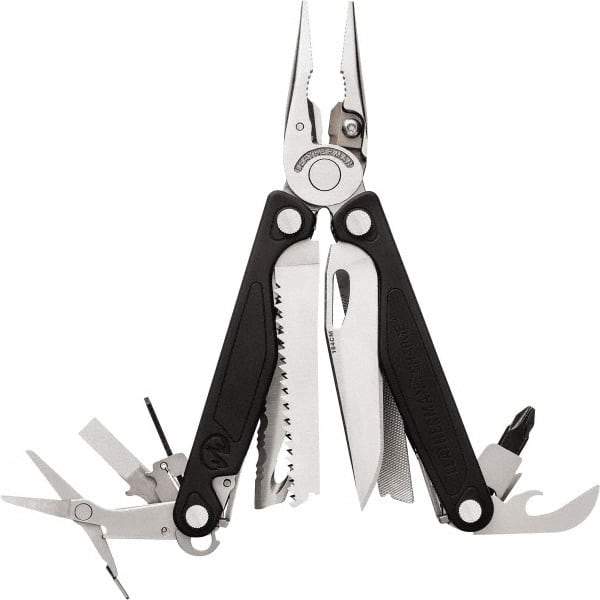 Leatherman - 1 Piece, Multi-Tool Set with 18 Functions - Silver & Black, 6" OAL, 4" Closed Length - Americas Tooling