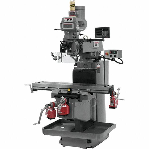 Jet - 54" Table Width x 12" Table Length, Variable Speed Pulley Control, 3 Phase Knee Milling Machine - NST40 Spindle Taper, 5 hp - Americas Tooling