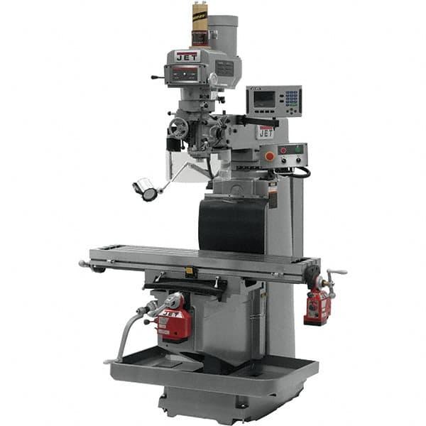 Jet - 54" Table Width x 12" Table Length, Variable Speed Pulley Control, 3 Phase Knee Milling Machine - R8 Spindle Taper, 5 hp - Americas Tooling