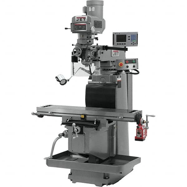 Jet - 54" Table Width x 12" Table Length, Variable Speed Pulley Control, 3 Phase Knee Milling Machine - R8 Spindle Taper, 5 hp - Americas Tooling