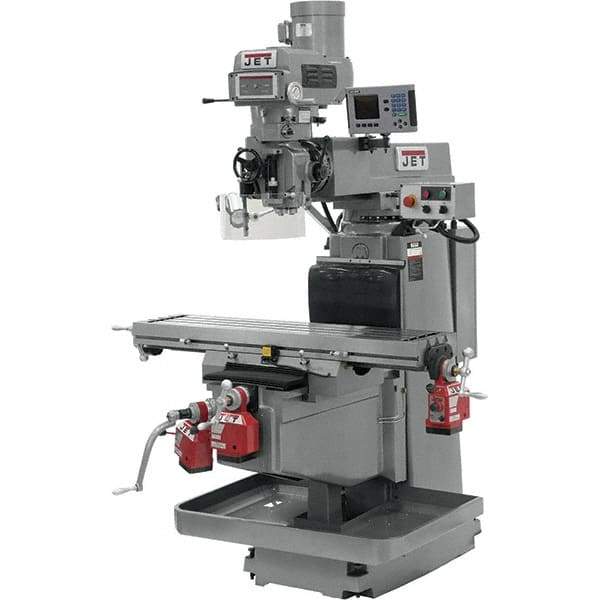 Jet - 54" Table Width x 12" Table Length, Variable Speed Pulley Control, 3 Phase Knee Milling Machine - NST40 Spindle Taper, 5 hp - Americas Tooling