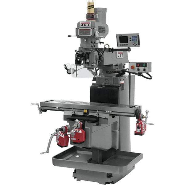 Jet - 54" Table Width x 12" Table Length, Variable Speed Pulley Control, 3 Phase Knee Milling Machine - NST40 Spindle Taper, 5 hp - Americas Tooling