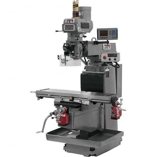 Jet - 54" Table Width x 12" Table Length, Variable Speed Pulley Control, 3 Phase Knee Milling Machine - NST40 Spindle Taper, 5 hp - Americas Tooling