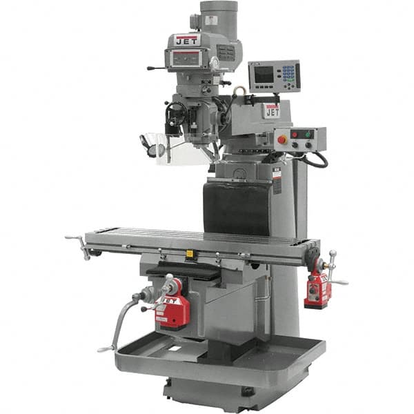 Jet - 54" Table Width x 12" Table Length, Variable Speed Pulley Control, 3 Phase Knee Milling Machine - NST40 Spindle Taper, 5 hp - Americas Tooling