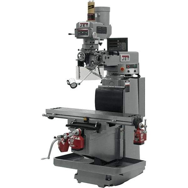 Jet - 54" Table Width x 12" Table Length, Variable Speed Pulley Control, 3 Phase Knee Milling Machine - R8 Spindle Taper, 5 hp - Americas Tooling
