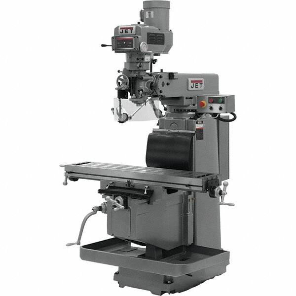 Jet - 54" Table Width x 12" Table Length, Variable Speed Pulley Control, 3 Phase Knee Milling Machine - R8 Spindle Taper, 5 hp - Americas Tooling