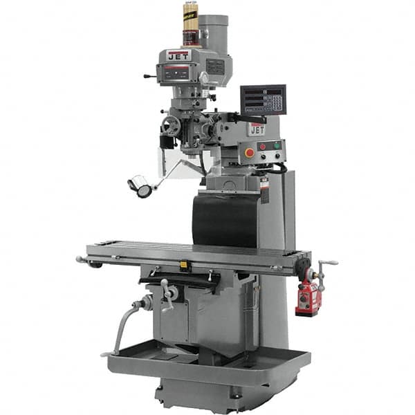 Jet - 54" Table Width x 12" Table Length, Variable Speed Pulley Control, 3 Phase Knee Milling Machine - R8 Spindle Taper, 5 hp - Americas Tooling