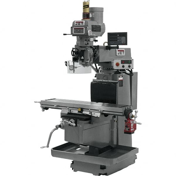 Jet - 54" Table Width x 12" Table Length, Electronic Variable Speed Control, 3 Phase Knee Milling Machine - NST40 Spindle Taper, 5 hp - Americas Tooling