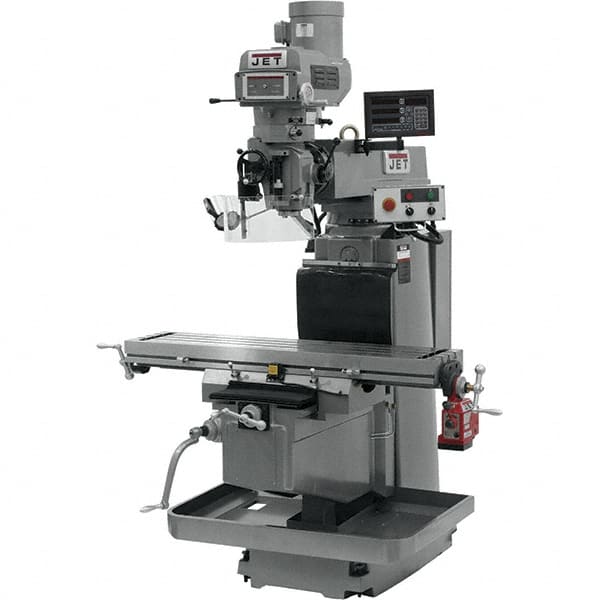 Jet - 54" Table Width x 12" Table Length, Electronic Variable Speed Control, 3 Phase Knee Milling Machine - NST40 Spindle Taper, 5 hp - Americas Tooling