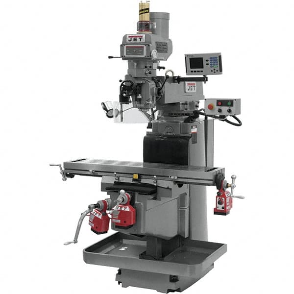 Jet - 54" Table Width x 12" Table Length, Electronic Variable Speed Control, 3 Phase Knee Milling Machine - NST40 Spindle Taper, 5 hp - Americas Tooling