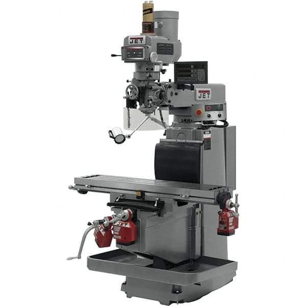 Jet - 54" Table Width x 12" Table Length, Electronic Variable Speed Control, 3 Phase Knee Milling Machine - R8 Spindle Taper, 5 hp - Americas Tooling