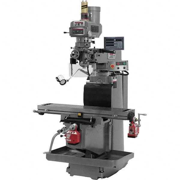 Jet - 54" Table Width x 12" Table Length, Electronic Variable Speed Control, 3 Phase Knee Milling Machine - R8 Spindle Taper, 5 hp - Americas Tooling