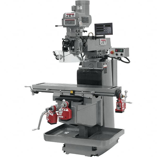 Jet - 54" Table Width x 12" Table Length, Electronic Variable Speed Control, 3 Phase Knee Milling Machine - NT40 Spindle Taper, 5 hp - Americas Tooling