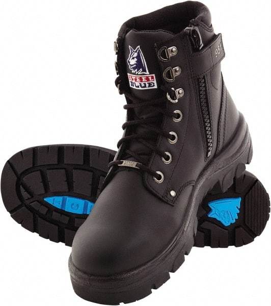 Steel Blue - Men's Size 11 Medium Width Steel Work Boot - Black, Leather Upper, TPU Outsole, 6" High, Lace-Up, Side Zip - Americas Tooling