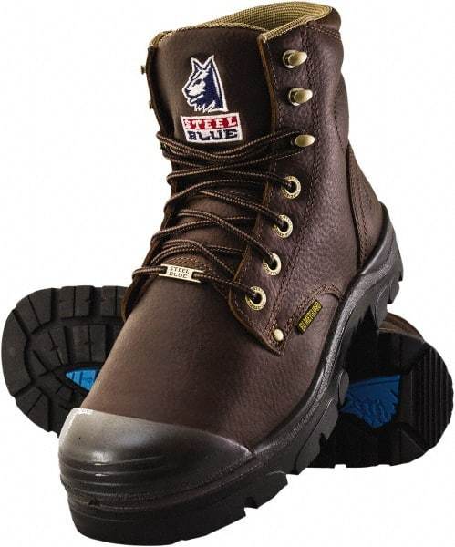 Steel Blue - Men's Size 9 Medium Width Steel Work Boot - Oak, Leather Upper, TPU Outsole, 6" High, Lace-Up - Americas Tooling