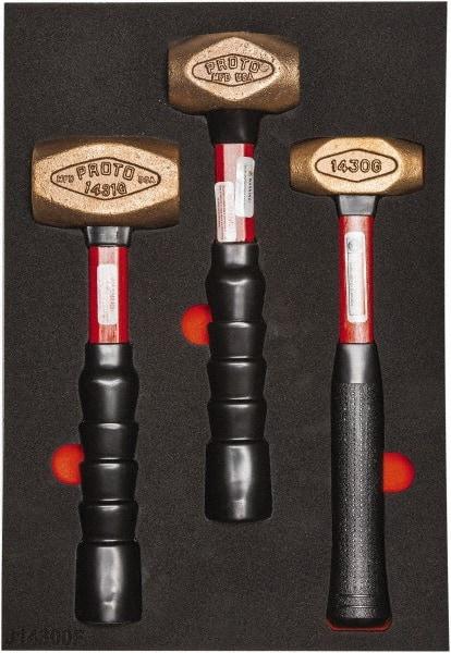 Proto - 3 Piece, 2-5/8, 1-1/2, 1 Lb Head Weight, Dead Blow Hammer Set - 12" OAL, Fiberglass Handles - Americas Tooling