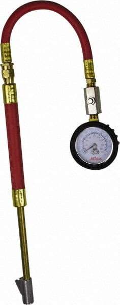 Milton - 0 to 160 psi Dial Straight Foot Dual Head Tire Pressure Gauge - 9' Hose Length, 5 psi Resolution - Americas Tooling