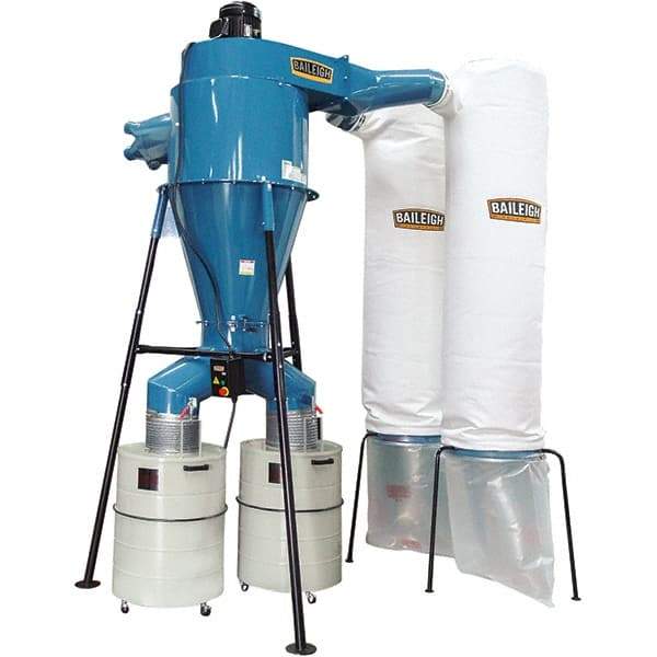 Baileigh - 1µm, 440 Volt Pedestal Mount Dust Collector - 85" Long x 65" Deep x 148" High, 4" Connection Diam, 6,000 CFM Air Flow, 17" Static Pressure Water Level - Americas Tooling