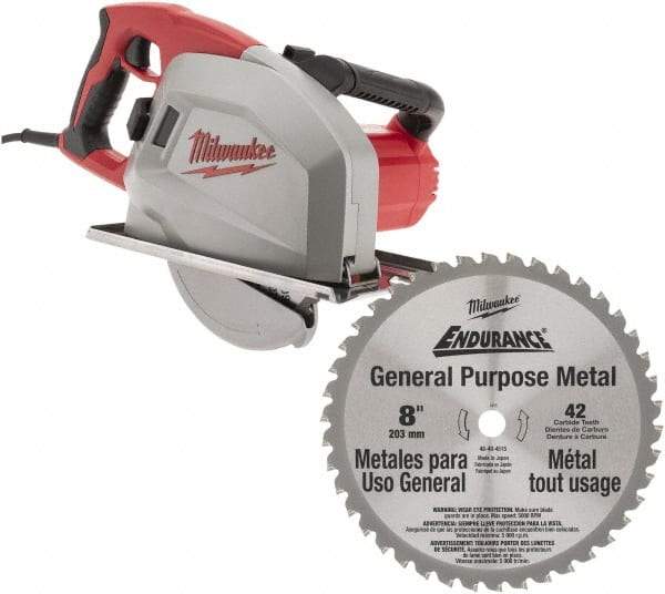 Milwaukee Tool - 13 Amps, 8" Blade Diam, 3,700 RPM, Electric Circular Saw - 120 Volts, 1.75 hp, 15' Cord Length, 5/8" Arbor Hole, Right Blade - Americas Tooling
