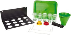 OEM Tools - 16 oz Capacity Plastic Funnel Set - 5" Mouth OD, 3-3/4" Straight Spout, Green & Clear - Americas Tooling