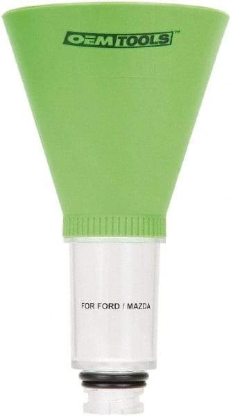 OEM Tools - 16 oz Capacity Plastic Funnel - 5" Mouth OD, 3-3/4" Straight Spout, Green & Clear - Americas Tooling