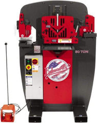 Edwards Manufacturing - 7" Throat Depth, 50 Ton Punch Pressure, 1" in 5/8" Punch Capacity Ironworker - 5 hp, 3 Phase, 230 Volts, 36-3/4" Wide x 54-1/2" High x 36-1/8" Deep - Americas Tooling