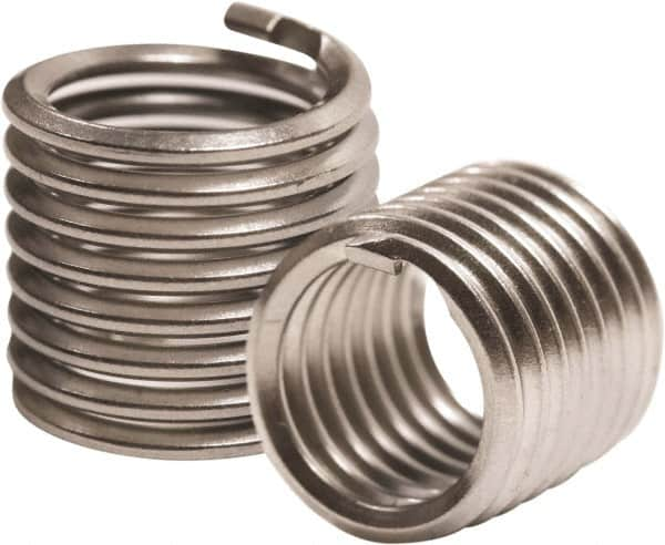 Recoil - 3/8-16 UNC, 1-1/8" OAL, Free Running Helical Insert - 15-3/4 Free Coils, Tangless, 304 Stainless Steel, Bright Finish, 3D Insert Length - Americas Tooling