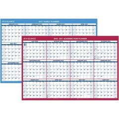 AT-A-GLANCE - 1 Sheet, 36 x 24", Erasable Wall Calendar - Blue, White & Red - Americas Tooling